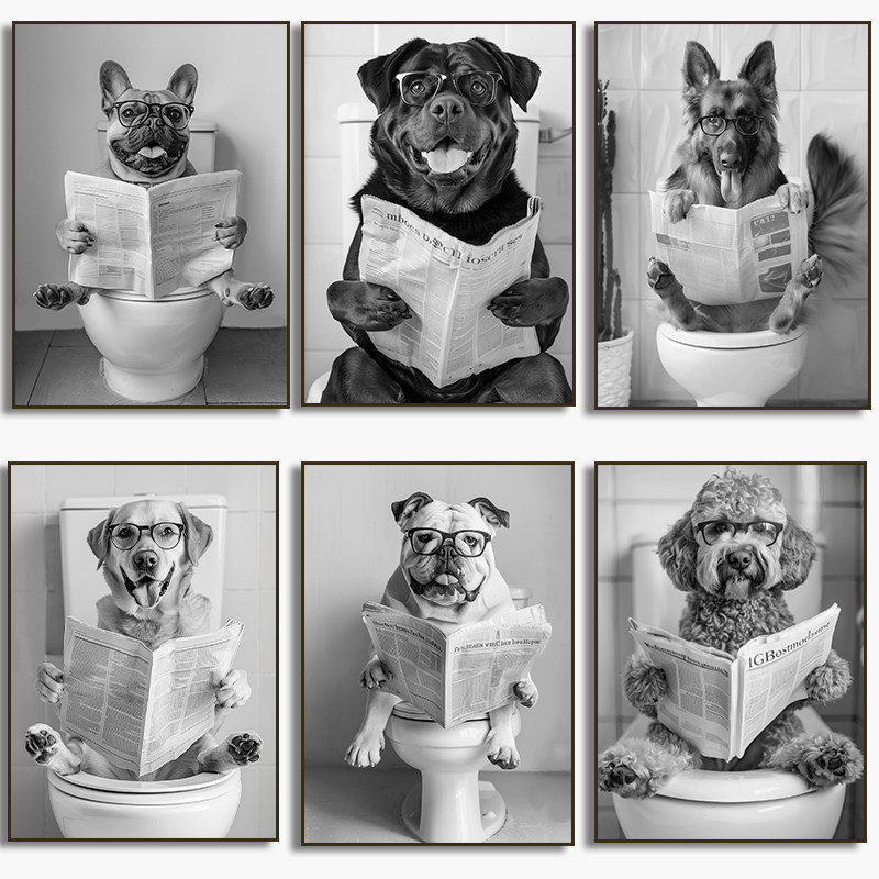 French Bulldog Sitting on Toilet Poster Corgi in Bathtub