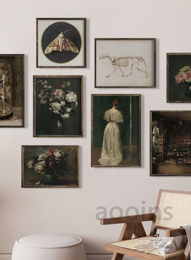 Vintage Moody Owl Painting Canvas Poster Cottagecore Nature