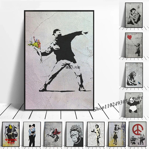 Banksy Graffiti Artwork Canvas Painting Prints Wall Art Girl