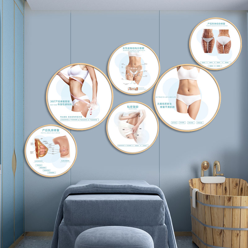 产后恢复月子乳房腹肌墙壁宣传画