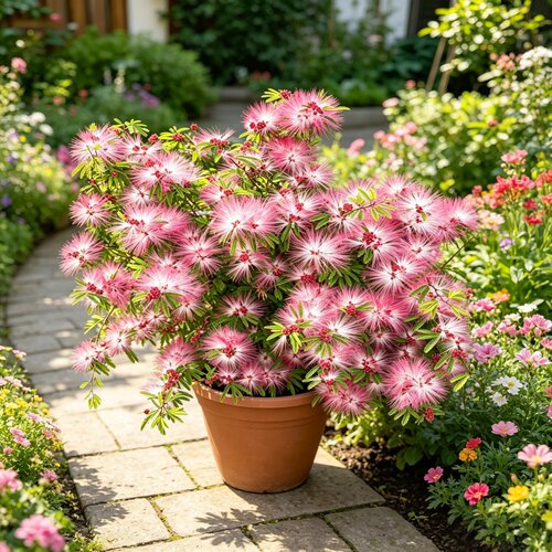粉色香水合欢花苗多年生盆栽花卉耐热耐寒阳台庭院地栽植物