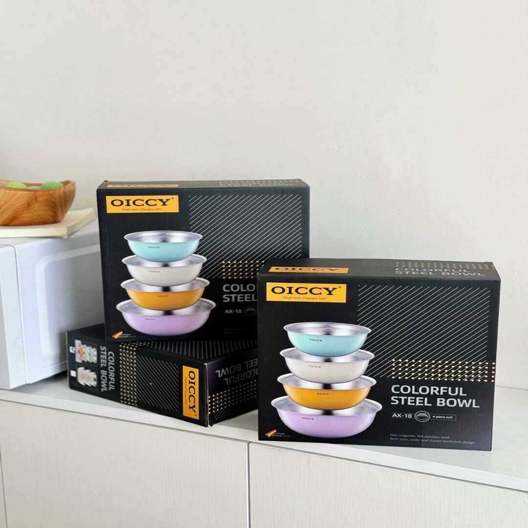 包邮一组4个装 纯色水果收纳盆不锈钢果蔬沙拉盆马卡龙系列,餐饮具,盆,淘宝优惠券,粉丝福利购,淘宝优惠卷