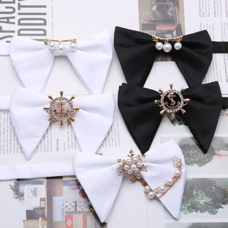 新款香港结海军风领结白色百搭配西服新郎伴郎新款男士拍照摄影