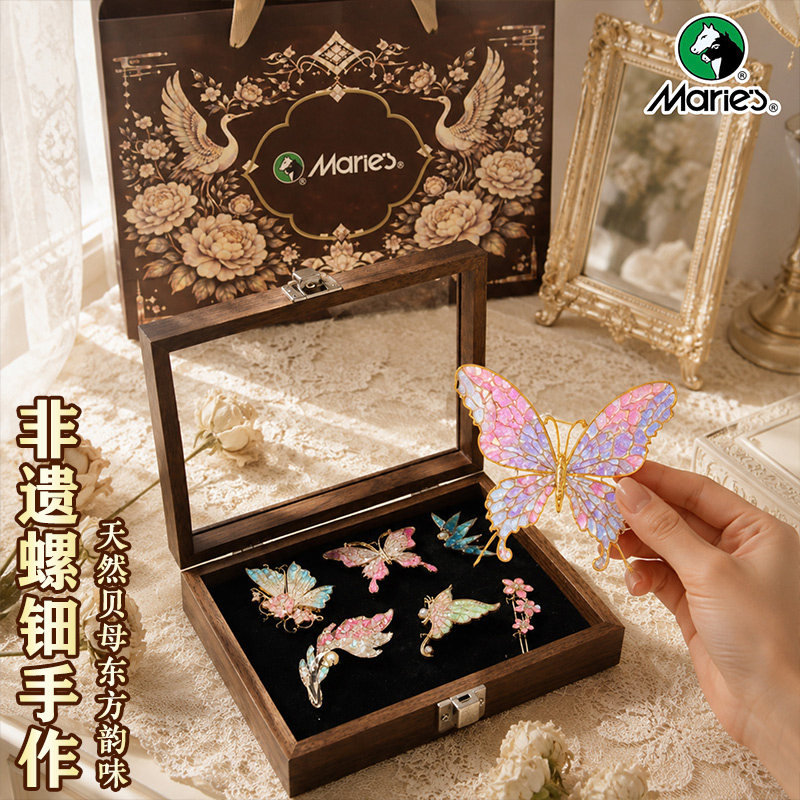 马利非遗螺钿手工diy材料包发簪首饰礼盒套装儿童玩具女生日礼物图片