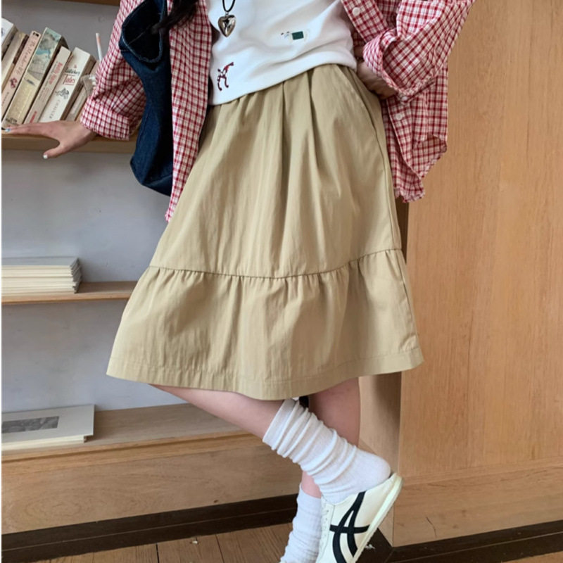 日系半身裙女春夏季2025年新款高级感学院风半裙高腰伞裙a字短裙