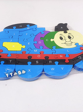 拼木托马斯拼图拼板益智木制木质玩具拼装数字认知英文字母幼儿园