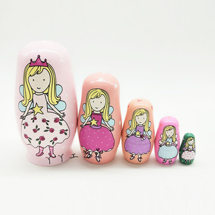 全国 五层俄罗斯天使公主套娃木制益智玩具工艺礼品许愿娃娃 包邮