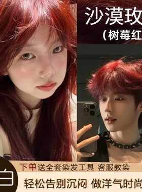 沙漠玫瑰树莓红色染发剂膏免漂泡泡沫家用不伤发天然植物正品女纯