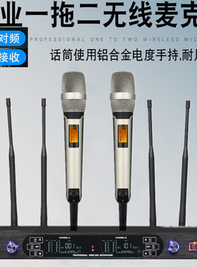 中国好声音麦克风SKM9000专业防啸叫真U段家用KTV一拖二无线话筒