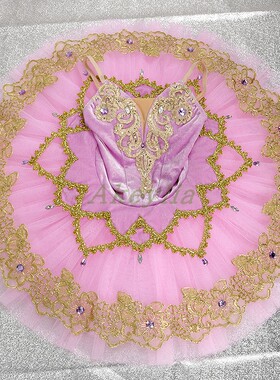 粉紫色TUTU专业芭蕾7层手工盘裙成人演出服蓝鸟变奏睡美人简易款