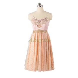 水蜜桃色专业芭蕾舞裙无弹力量身定制罗密欧与朱丽叶比赛演出服