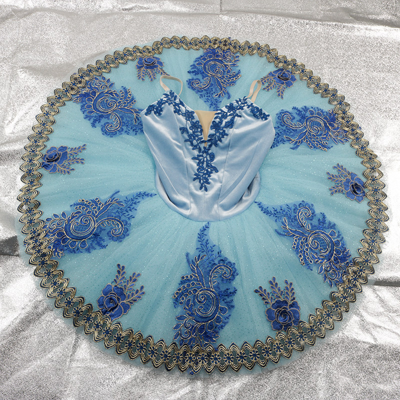 Akeylia 新版蓝鸟蕾舞裙tutu定制变国际比赛演出服银白色 7层