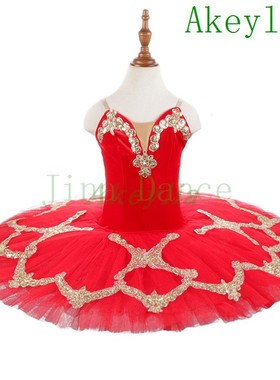 红色芭蕾舞裙儿童表演出比赛服装tutu定制紫蓝粉绿橙色蓬蓬裙外贸