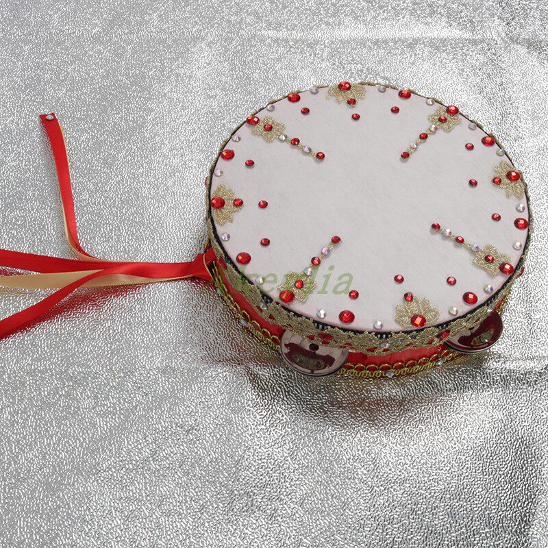 Jina dance红色专业手工芭蕾舞铃鼓考级道具演出比赛圆形手鼓木制