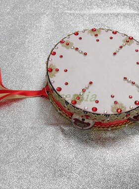 Jina dance红色专业手工芭蕾舞铃鼓考级道具演出比赛圆形手鼓木制