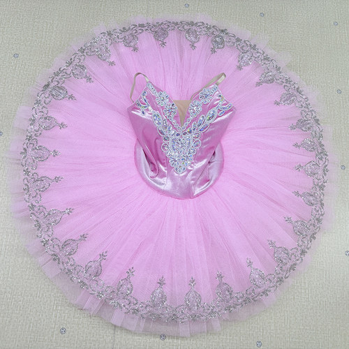 Akeylia 简易版粉银色芭蕾演出服tutu比赛服装定制艺考国际芭蕾