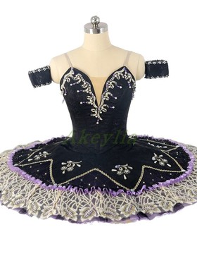 Jina dance 黑紫色高档分体式芭蕾舞裙无弹力提花tutu国际比赛