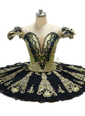 Jina dance 芭蕾裙tutu雷蒙达国际比赛演出服定制黑金色盘裙11层