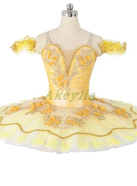 专业亮黄色芭蕾舞裙量身定制 ballet tutu 花仙子国际比赛演出服