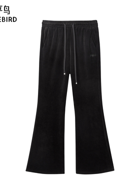 太平鸟女装年冬季款品质丝绒微喇裤A1GBE4616