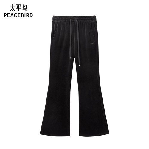 太平鸟女装年冬季款品质丝绒微喇裤A1GBE4616