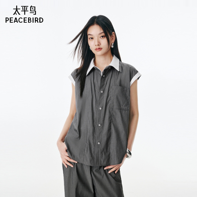 【商场同款】太平鸟女装2025年夏季新款无袖衬衫上衣A1CAF242G
