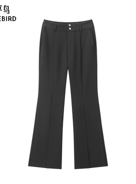 太平鸟高腰黑色微喇休闲裤2025年超模裤喇叭阔腿裤子女A1GBE3449