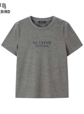 【商场同款】太平鸟女装2025年夏季新款灰色短袖T恤女A1CNF2143