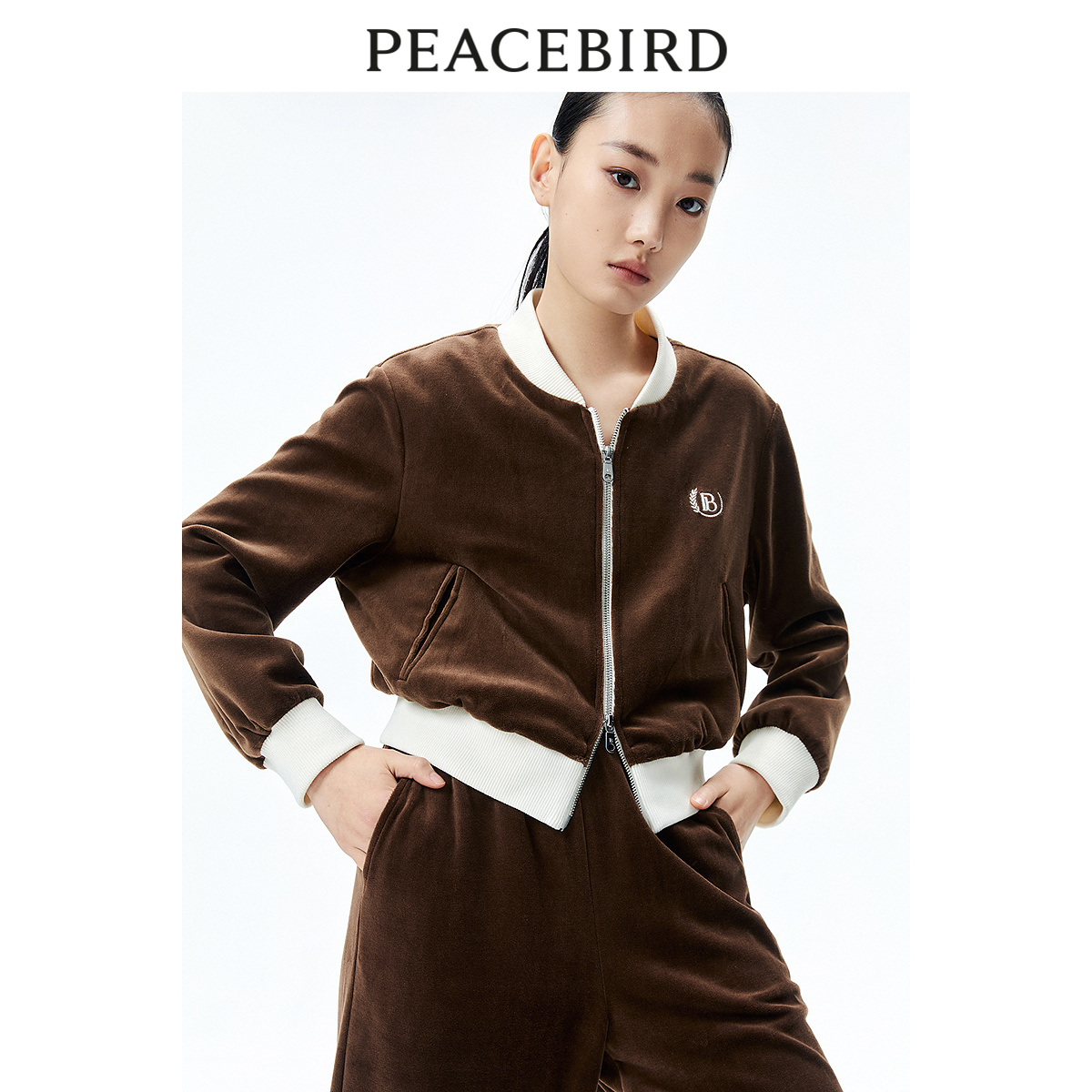 太平鸟女装年春季新款品质丝绒外套时尚高级外套女A1BBE1373