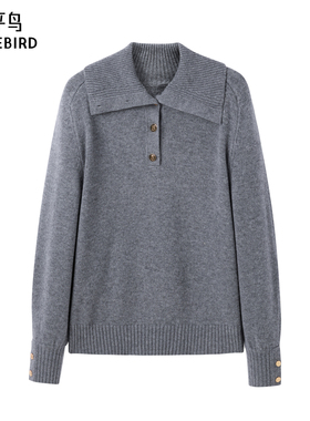太平鸟年冬季新款大翻领毛套衫A1EBE4438