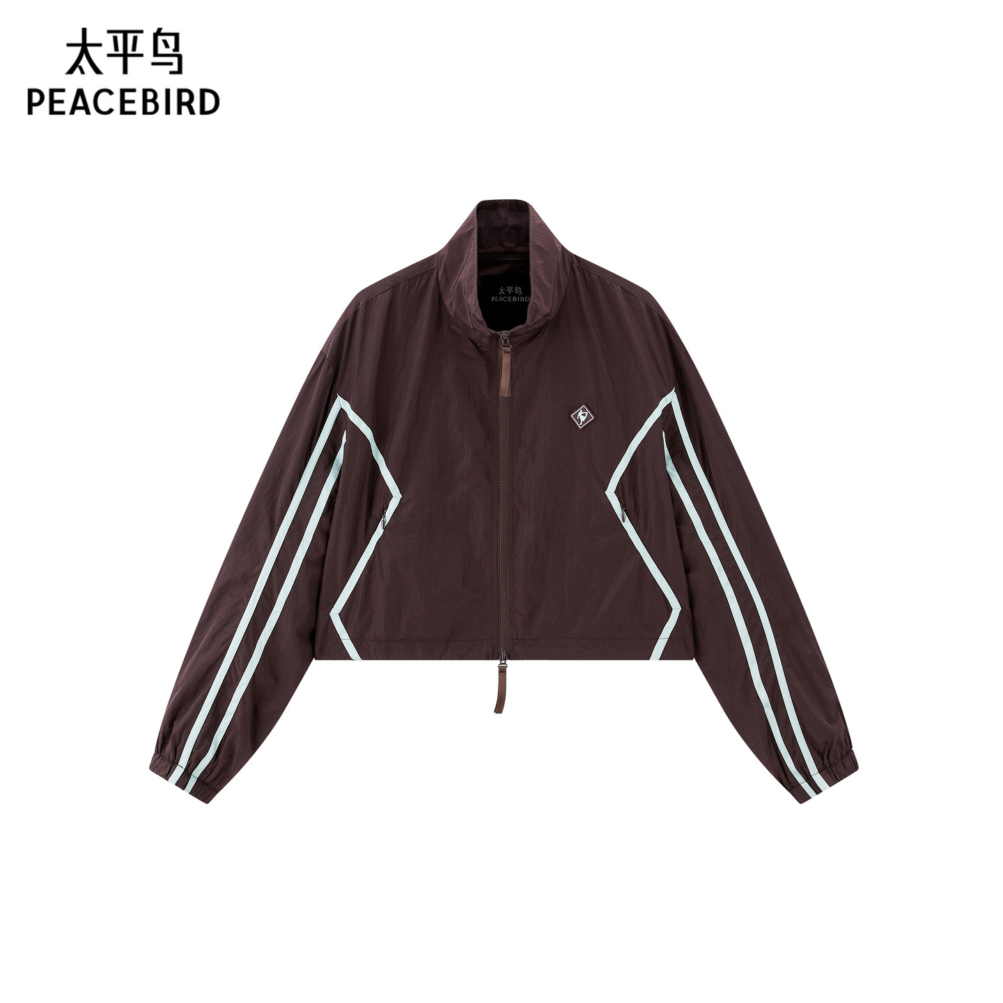 太平鸟紫色通勤短外套短款立领长袖外衣女A3BBE1390