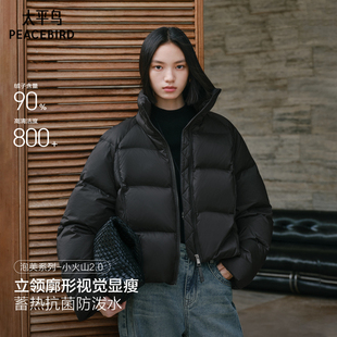 白鸭绒外套 太平鸟蓄热防泼水立领防风羽绒服女短款 小火山2.0