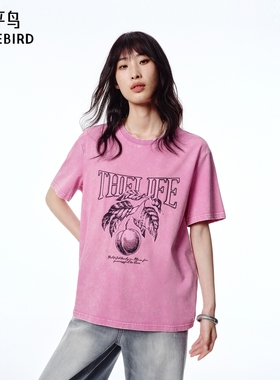 【商场同款】太平鸟女装2025年夏季新款印花植绒T恤女A3CNF2168