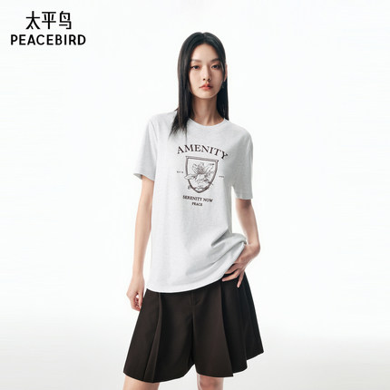 【商场同款】太平鸟25秋季新款时尚宽松花卉图案短袖T恤A1CNF3133