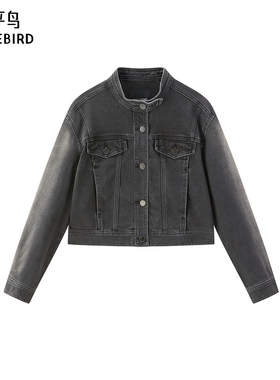 太平鸟女装2024秋季新款短款立领牛仔外套A3BBE3405