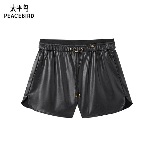 太平鸟女装年秋冬款品质PU短裤A1GCE4178