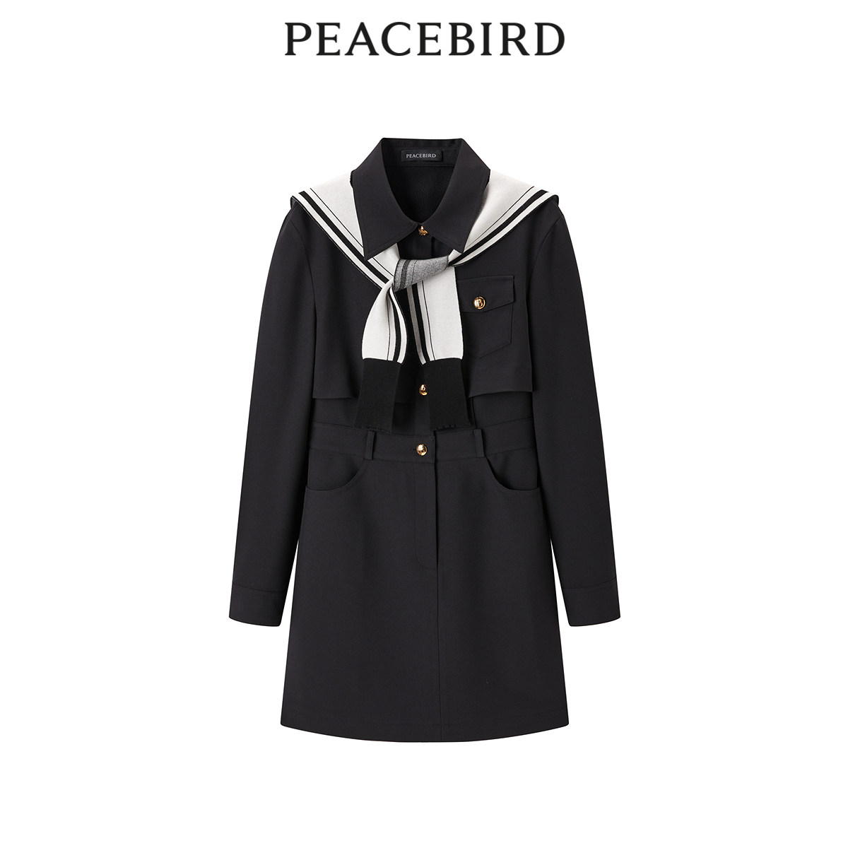 太平鸟女装2025年春季新款工装衬衫连衣裙A1FAE1445