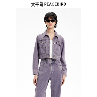 2024秋季 太平鸟女装 新款 短款 A3CAE3371 牛仔洗水衬衫 商场同款
