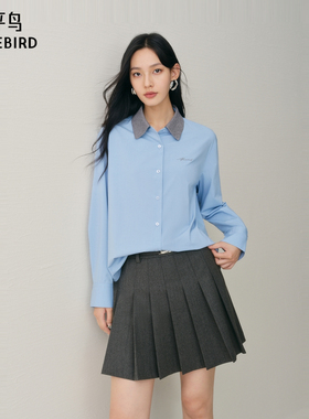 【商场同款】太平鸟25冬季新款miu系撞色拼接磨毛感衬衫A1CAF410A