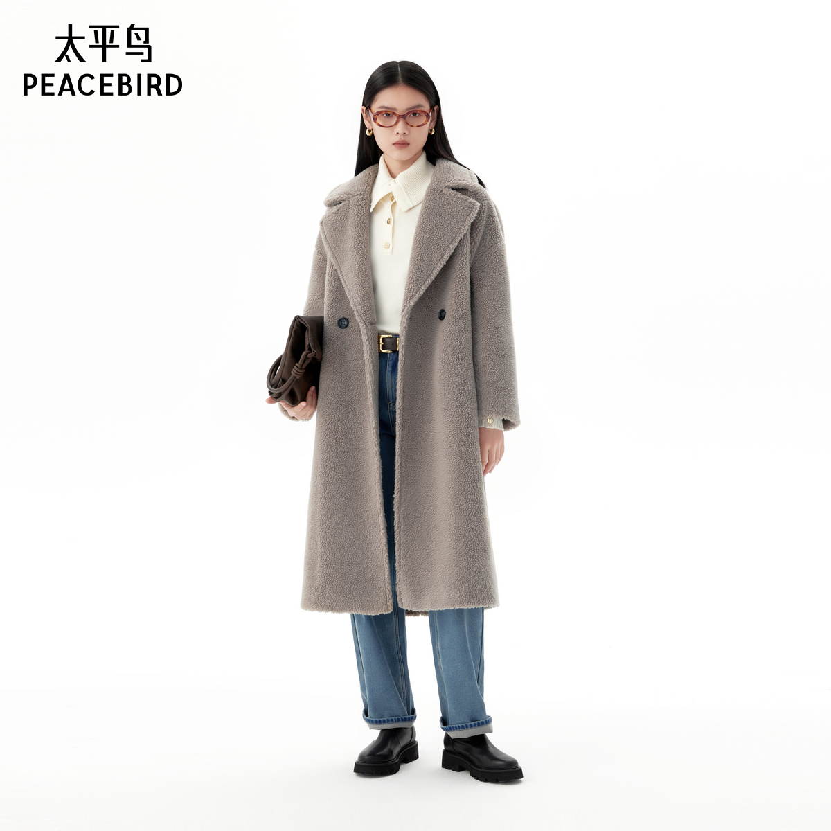太平鸟年冬季新款teddy驼绒大衣A1AAE4551