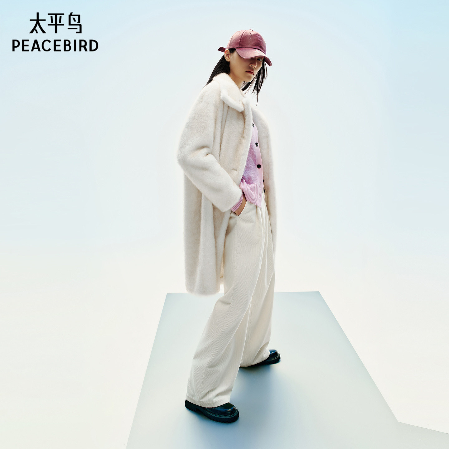 【商场同款】太平鸟仿狐狸毛裘皮立体廓形显瘦外套女A3AEF4602