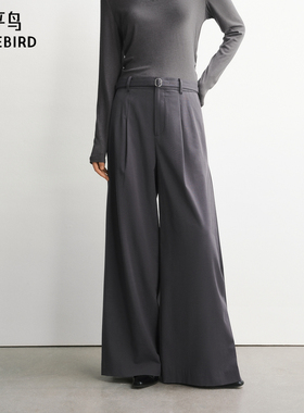【商场同款】太平鸟26春高腰阔腿直筒压褶西装裤休闲裤A1GBG1516