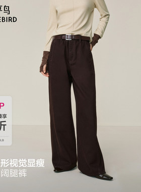 【商场同款】太平鸟2025年冬季新款复古阔腿直筒牛仔裤A1HAF4523