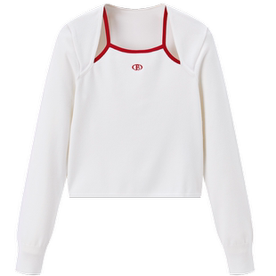 太平鸟女装春季款假两件修身线套衫时尚针织上衣A3EEE1224