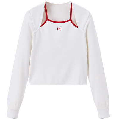 太平鸟女装春季款假两件修身线套衫时尚针织上衣A3EEE1224