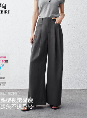 【商场同款】太平鸟26夏季新款兰精天丝阔腿弯刀西装裤A1GBG2209