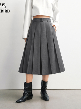 【商场同款】太平鸟26春款宽松阔腿格纹裙裤西装休闲裤A1GBG1232