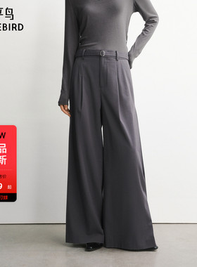 【商场同款】太平鸟26春高腰阔腿直筒压褶西装裤休闲裤A1GBG1516