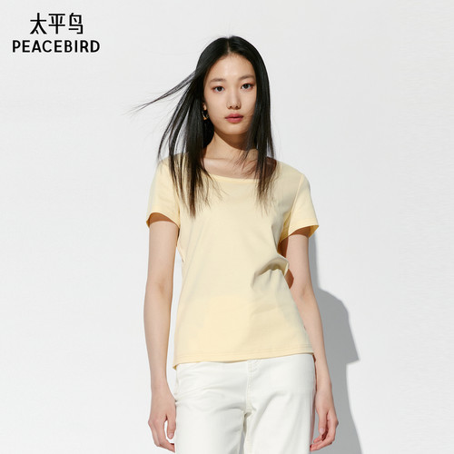 太平鸟双面光丝短袖T恤女
