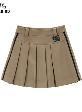 太平鸟女装冬季款学院风撞边百褶裙A3GED4192